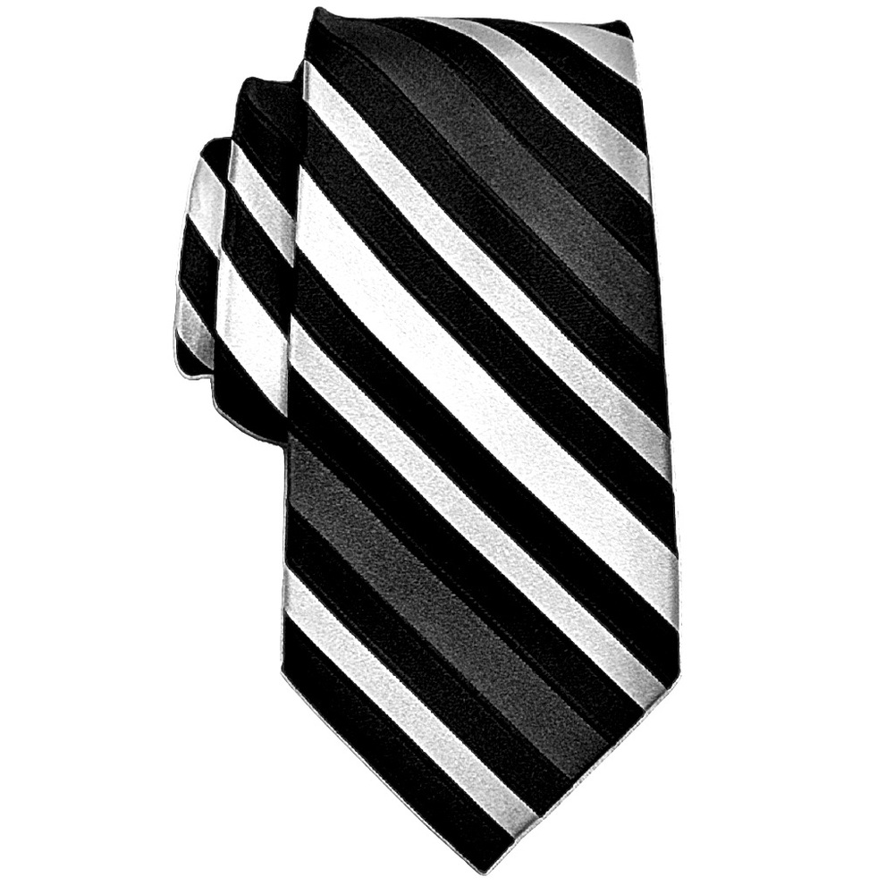 Croft & Borrow - Silk Striped Tie - Monochromatic